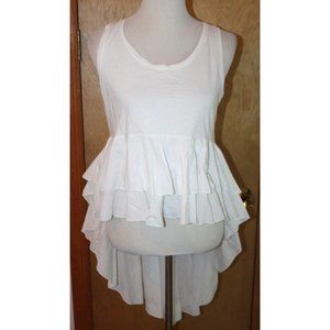 NEW Dixie white hi-low ruffle hem tank top Cotton Italian Medium (US Small)